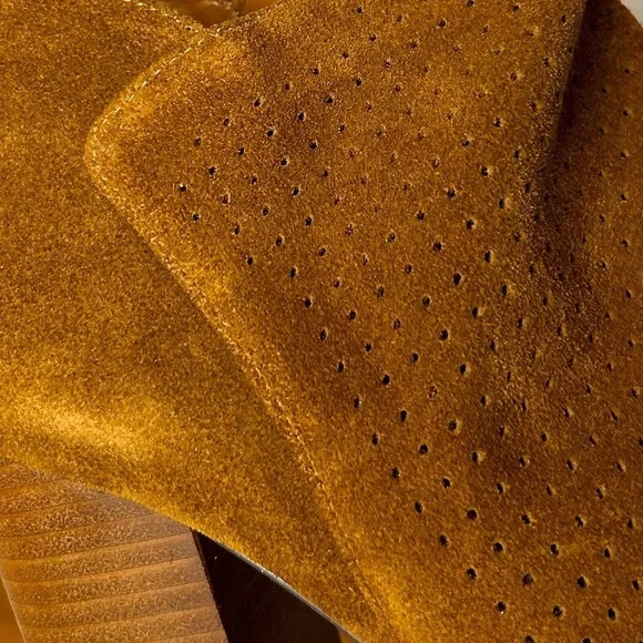 Jessica Simpson perforated suede open toe stacked heel booties - Picture 6 of 8